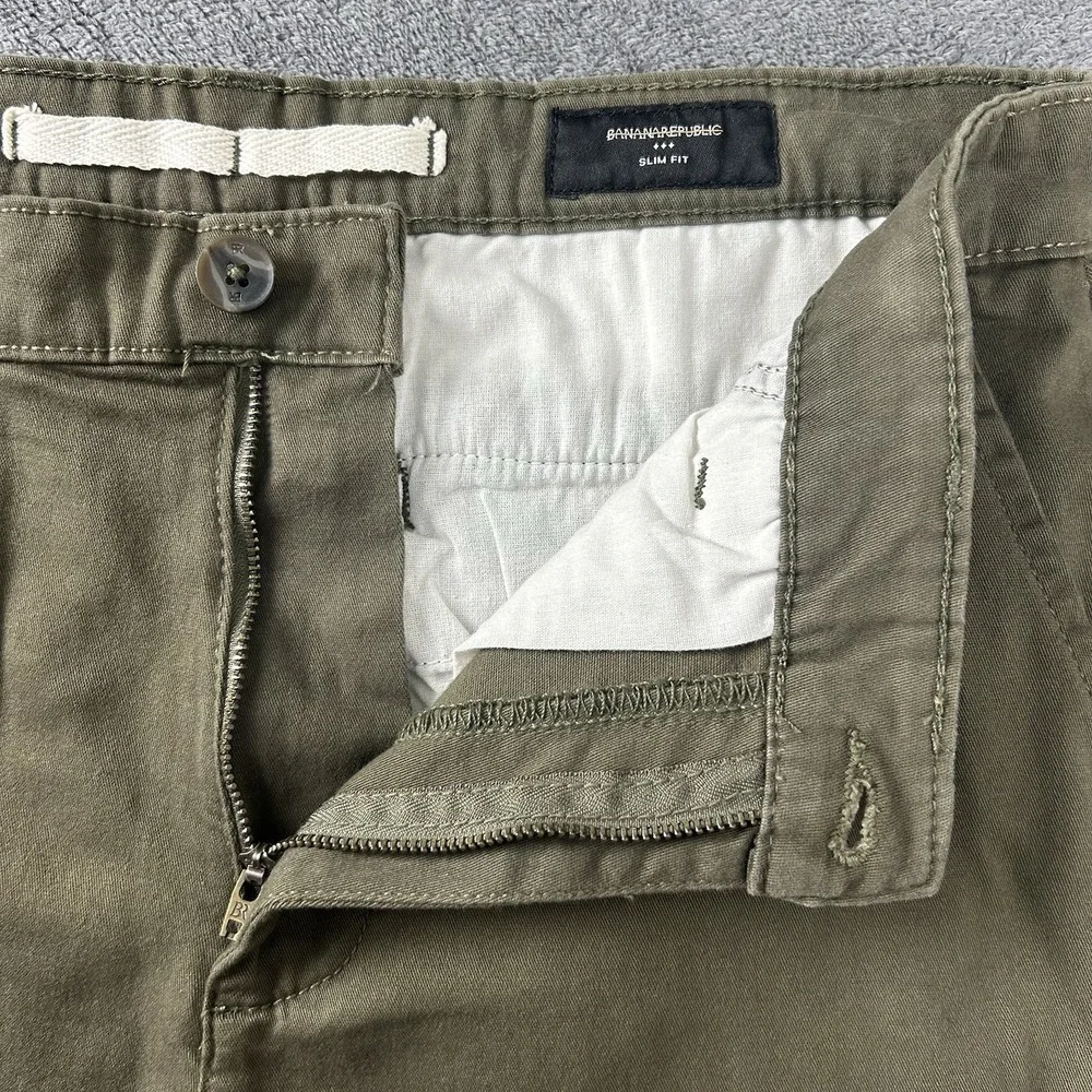 Banana Republic Pants Men's 30x32 Olive Green Lived In Chino Slim Fit Casual NEW